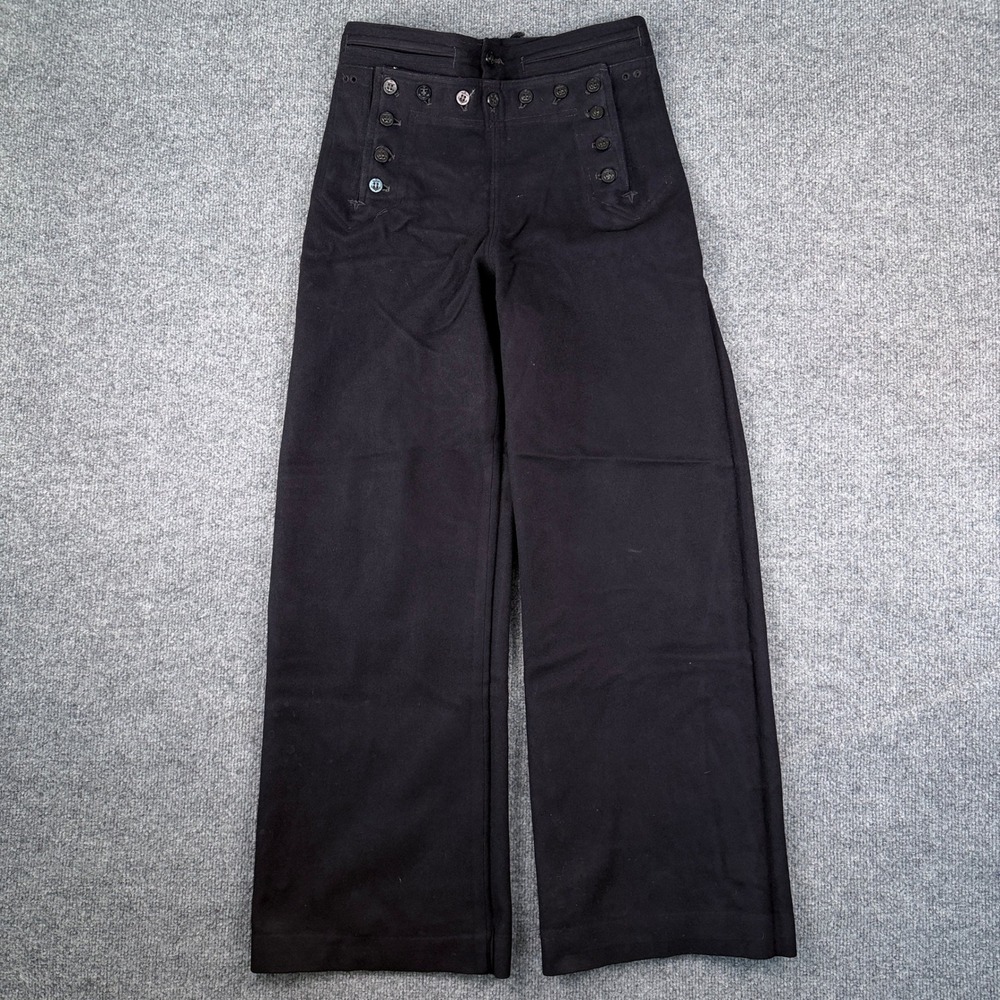 VTG 40s US Navy Sailor Pants Mens 28x30 Wool Cracker Jack Bell Bottom WWII